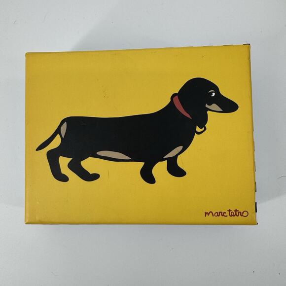 Marc Tetro Dachshund Small Zip-Around Yellow Wallet Wristlet New in Box - Picture 8 of 8